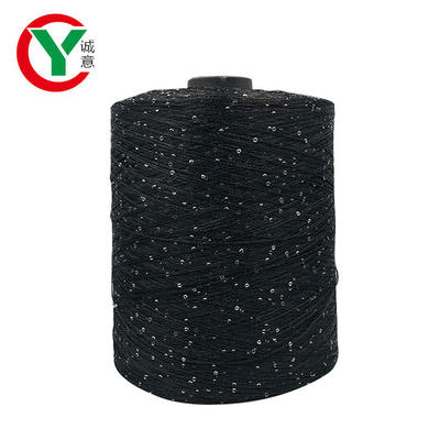 Eco-friendly 100 3mm Sequins Fancy Polyester Yarn For Machine Knitting