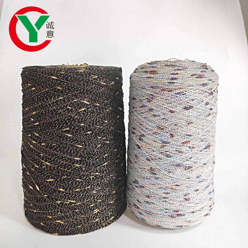 100%polyester colorful knot yarn with lurex for hand knitting