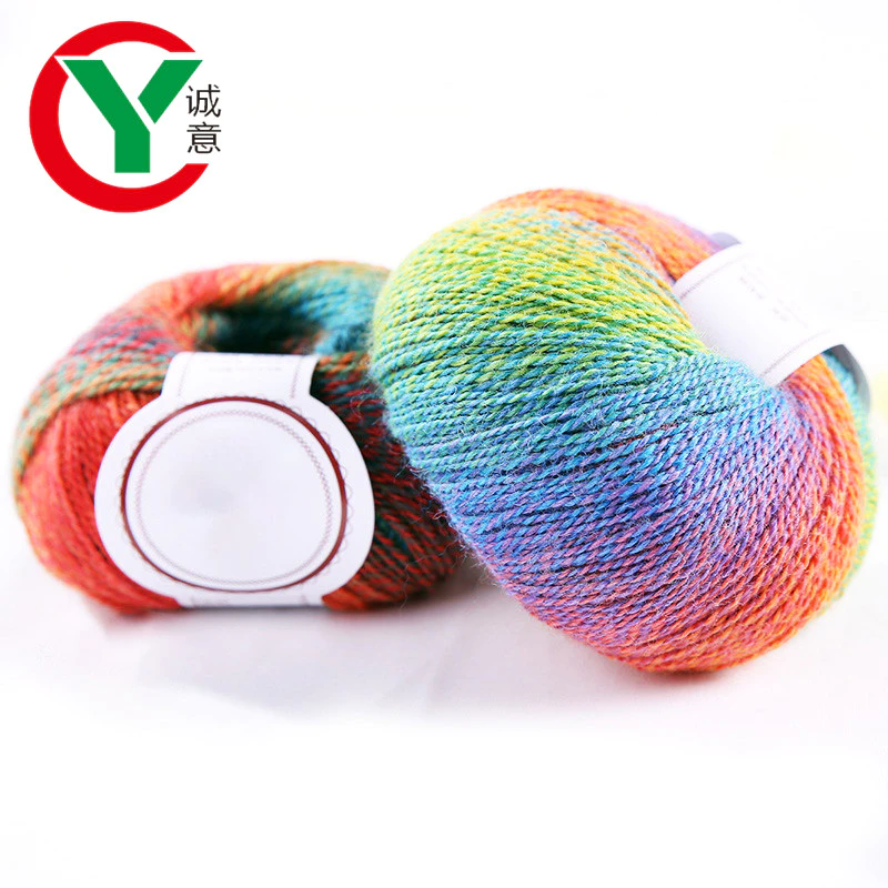 Rainbow 2/8Nm super soft wool nylon yarn space dyed for hand knitting scarf and shawl