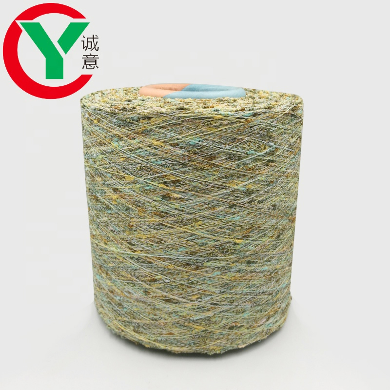 Ins Hot sales 100%polyester colorful knot yarn with lurex small cone for  knitting sweater