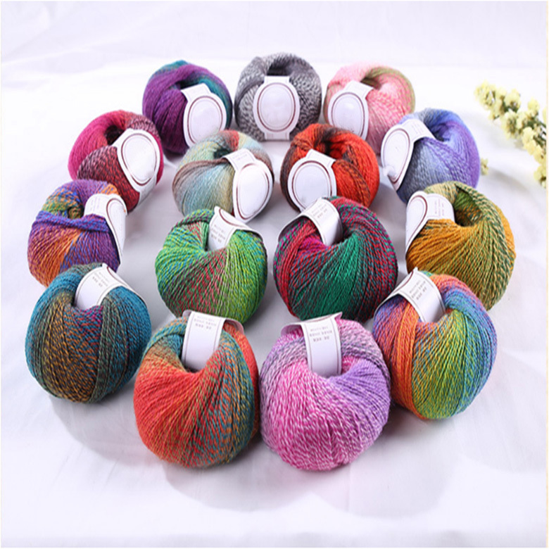 High quality space dyed crochet yarn wool hand knitting blended fancy wool blended yarn