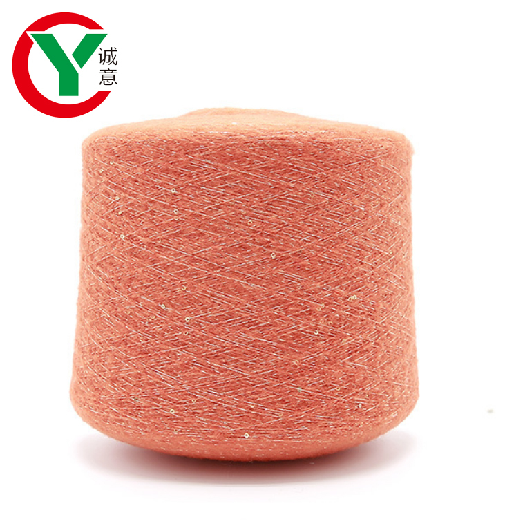 Low price mohair yarn and 2mm shinny sequins for hand knitting / sewing machine
