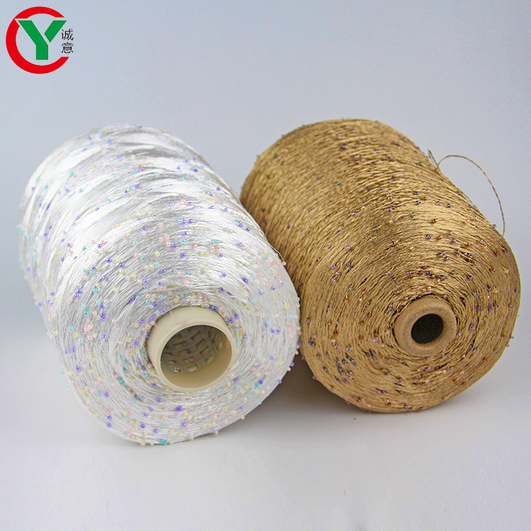 China Fancy Yarn Factory Hot Selling Colorful Beads Hand knitting 100% Polyester Beads Sequins Yarn