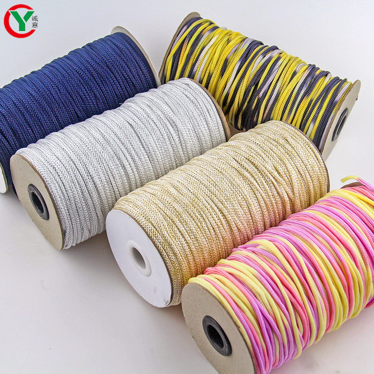 China manufacturer fancy colorful 100% polypropylene 3mm thread hollow yarn for knitting