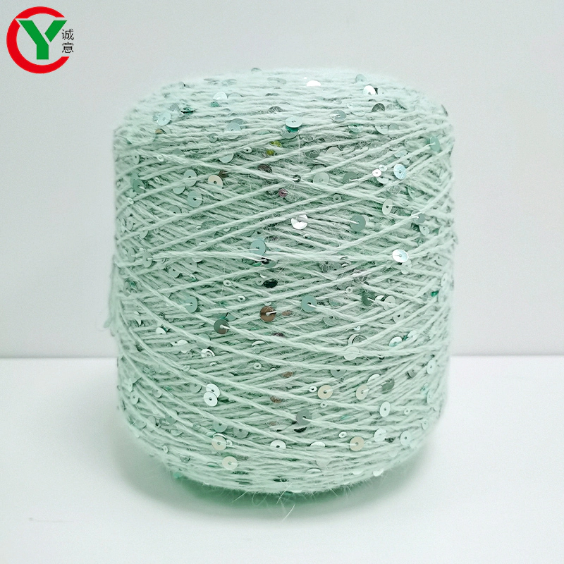 Best Quality puffy angora long Mink yarn with 3mm+6mm sequin fancy yarn Oem-Chengyi