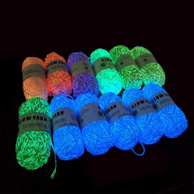wholesale glow cotton yarn 2mm hand knitting toy fancy yarn in the dark luminous yarn