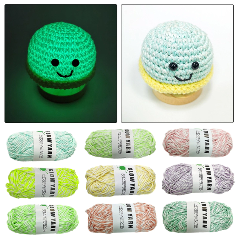 Factory wholesale two color glow in the dark crocheted yarn ball