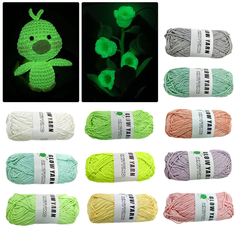 Functional yarn Glow in the Dark Polyester Luminous Yarn 2mm for Hand Knitting Carpet Sweater Hat