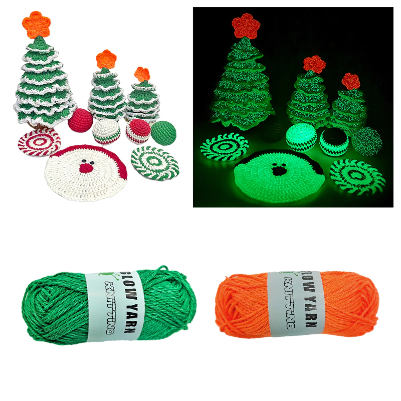 Wholesale glowing yarn 2mm polyester glow in the dark yarn 50g for DIY knitting hand crochet Luminous yarn